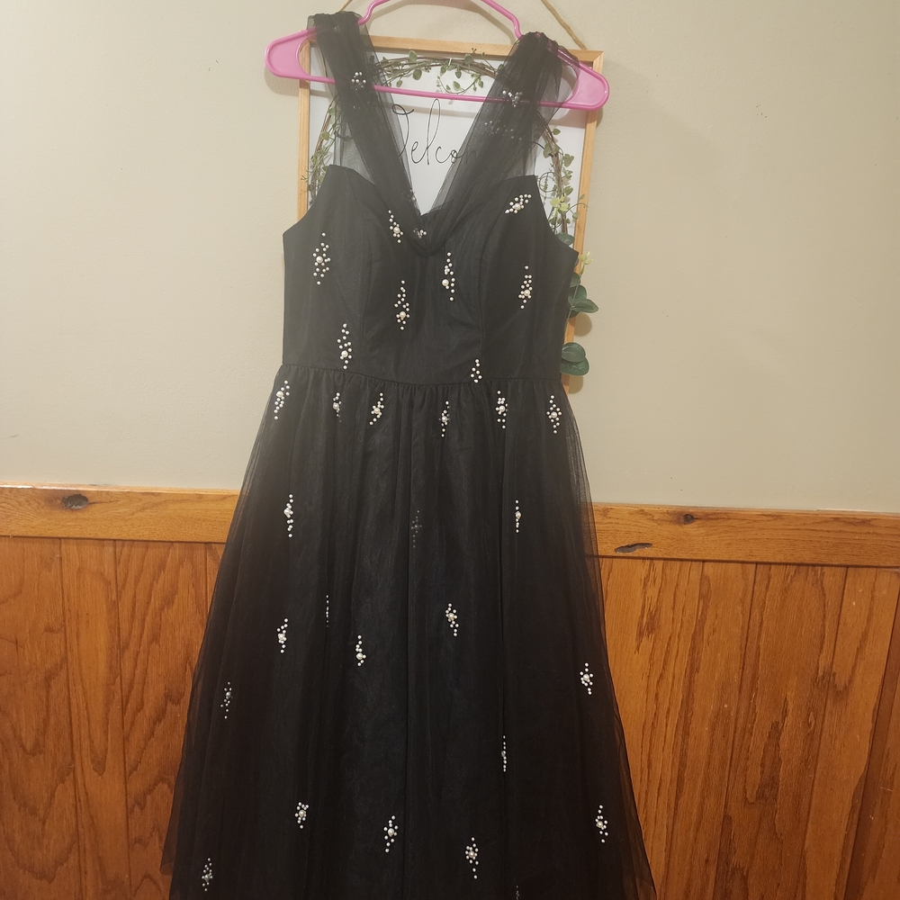 Mac Duggal Black Dress with White Accents